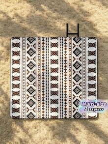Selimut Piknik Lipat Motif Geometris Klasik, Tikar Luar Ruangan Portabel Tahan Air dan Pasir untuk Perjalanan, Taman, dan Halaman Rumput - MultiWarna - View 1
