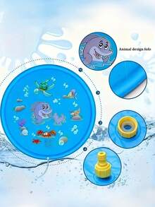 MINKOJA Waterproof Inflatable Ocean World Outdoor Sprinkler Mat With Water Spray System - Durable PVC Slip-Resistant Splash Pad For Outdoor Summer Play, Lawn Cooling, Birthday Party & Holiday Gift (Assorted Color), Playful Design, Anti-Slip Surface - Multicolor - View 5