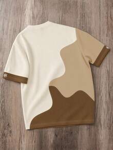 Daypath Men's Casual Letter Print Contrast Color Loose Fit Drop Shoulder T-Shirt, Suitable For Summer Holiday & Daily Commute - Multicolor - View 2