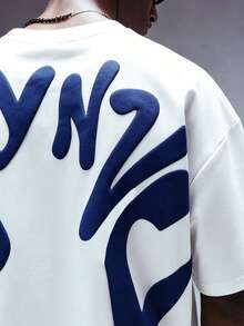STYNVO 男士字母印花圓領短袖休閒T恤 - 白色 - 查看 4