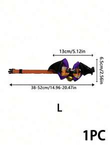 PETSIN 1PC Halloween Bat Wing Bow Tie Pet Collar / Soft Smooth Satin Fabric Halloween Themed Bow With PU Bat Wing Pumpkin Eyeball Decor Adjustable Velvet Neck Strap With Crisp Sound Metal Jingle Bell - Multicolor - View 25