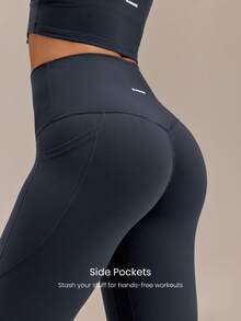 GLOWMODE FeatherFit™ Twist & Sculpt Matching Set With Twist-Back Sports Bra With Removable Cups & 24" High Rise Leggings Yoga Pilates Studio Active - Iron Gray - View 6