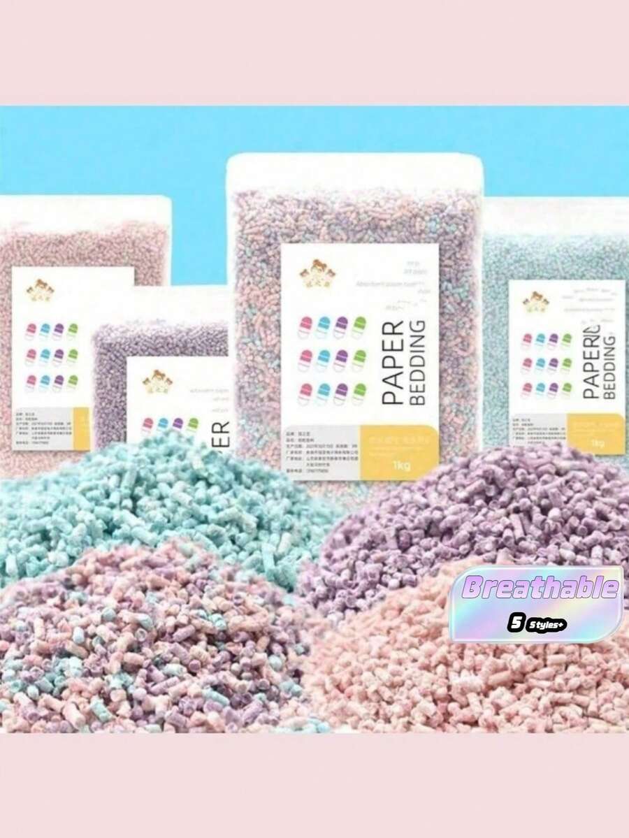 1000g Colorful Paper Pellets For Hamster Bedding, Absorbent And Odor-Absorbing, Moisture-Proof And Warm For Winter Use
