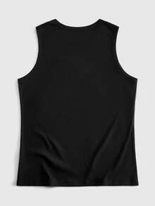 ROMWE MEN Street Life Men's Gothic Pattern Crew Neck Casual Daily Top - Black - View 2