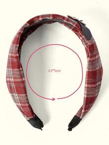 Popjeli Y2K Tartan Twist Hair Band With Star Metal Buckle Soft Wool Headband - plaid - View 7