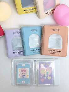 1PC 3 Inch Cream Color Card Album, Mini Portable Album, Cover Hollow Out Window, Simple Solid Color Storage Album Card Case, Photo Storage, Double Sided Holds 40 Small Cards,Back To School,School Supplies - Multicolor - View 6