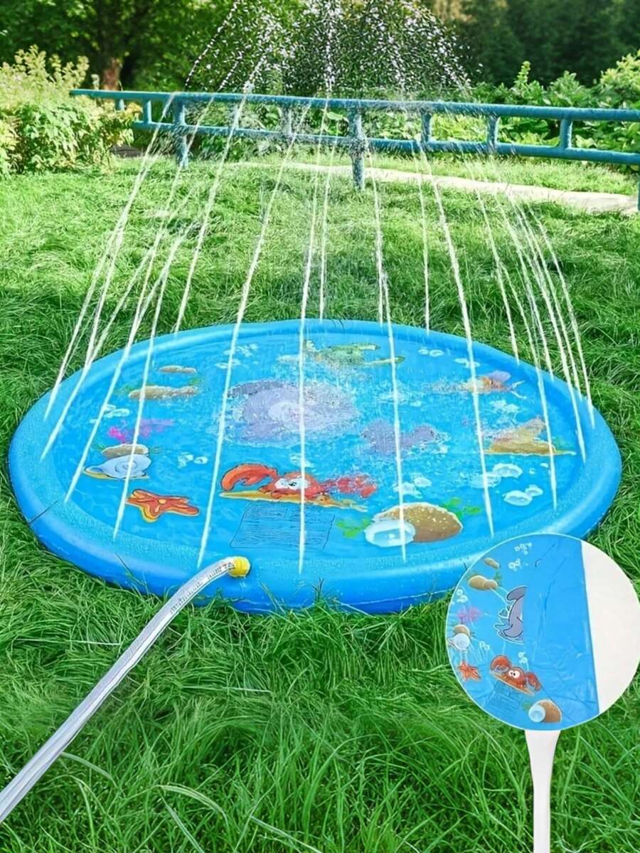 MINKOJA Waterproof Inflatable Ocean World Outdoor Sprinkler Mat With Water Spray System - Durable PVC Slip-Resistant Splash Pad For Outdoor Summer Play, Lawn Cooling, Birthday Party & Holiday Gift (Assorted Color), Playful Design, Anti-Slip Surface - Multicolor - View 1