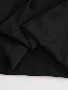 SHEIN Teen Girls Long Pants, Black, Low Rise Cute Boyfriend Fit, Fall, Loose, Formal Work Junior - Black - View 8