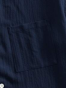 HIMLAND Men's Summer Casual Versatile Solid Color Shirt - Blue - View 4