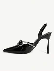 CUCCOO CHICEST Black Rhinestone Bow Empty High Heels Women - Black - View 4