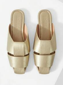 MOTF PREMIUM Zapatos planos de mujer de cuero dorado con punta redonda, estilo casual y sencillo para ir al trabajo - Oro 1 - Ver 1
