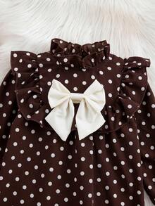 Emery Rose Kids Emery Rose Kids 女童可愛度假休閒杏色花卉圖案蝴蝶結長袖寬鬆洋裝，秋季花卉洋裝 - 卡其色 - 查看 13