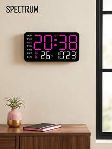 Large-Screen LED Digital Wall Clock ,USB Power Supply, Dual Alarms, Temperature And Date/Week, Adjustable Brightness, ℃/℉ Switch, Minimalist Design, Suitable For Home And Office Use(Battery Not Included) - multicolor - View 1
