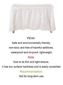 SHEIN 1set Rectangle Tablecloth & Table Skirt, PEVA Waterproof Anti-Oil Anti-Fouling For Wedding Party Decoration, Back To School Valentine Day - White - View 11