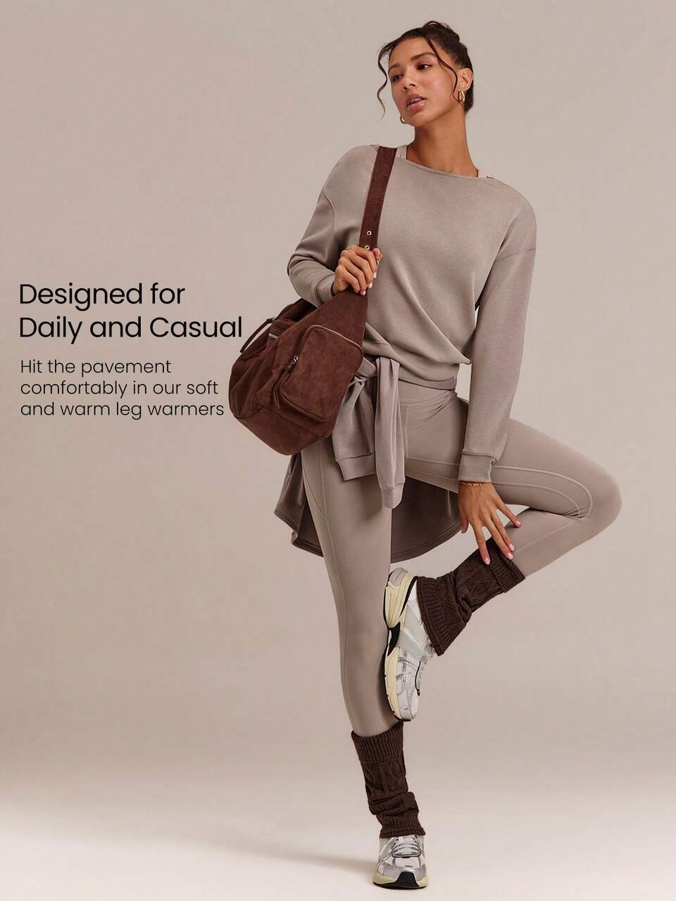 SoftWarm Knit Cozy Cable Slouch Socks With Foldover Cuff & Flare Calf-Length Design Studio Pilates Yoga Daily Casual
