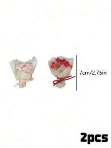 2 bó hoa giả mini bọc ren, bó hoa giả nhỏ xíu kèm nơ ruy băng, hoa giả trang trí dễ thương, quà tặng đám cưới, trang trí bàn làm việc tại nhà, đạo cụ chụp ảnh và dự án thủ công DIY - Nhiều màu - Xem 11
