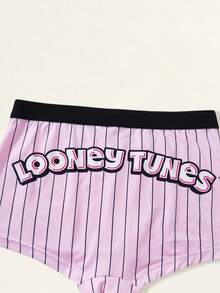 LOONEY TUNES X SHEIN 女款字母條紋休閒背心內衣套裝 - 粉色 - 查看 6