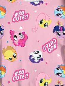 My Little Pony X SHEIN 大尺碼夏季休閒卡通印花短袖T恤 - 白色 - 查看 3
