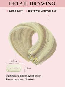 Clip In Hair Extensions Real Human Hair, Remy Human Hair Extensions Clip Ins For Women, Natural Human Hair, 70-120g 7Pcs - S18/613 - View 5