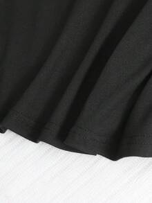 SHEIN 女童黑色防磨裙，夏季高腰A字裙，內建短褲 - 黑色 - 查看 7