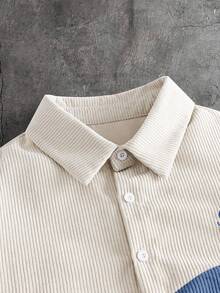 AXEPEAK Camisa versátil de manga corta con botones simples y bordado de color contrastante para hombre - Multicolor - Ver 4