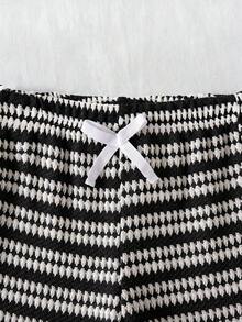 SHEIN 女童夏季休閒條紋T恤與喇叭褲套裝 - 黑色 - 查看 8