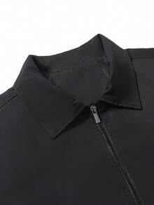 Manfinity Homme Men's Solid Color Zip-Up Casual Versatile Daily Travel Long Sleeve Jacket - Black - View 3