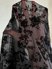 SHEIN 孕婦深V領花卉印花抓皺休閒派對洋裝 秋季 - 黑色 - 查看 7