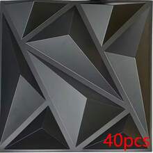 10/15/20/30/33/40/50 pièces Panneaux muraux décoratifs 3D design diamant, panneaux muraux texture brique 3D, décoration résistante aux flammes, 30cm X 30cm, blanc mat/noir, autocollants muraux de décoration intérieure DIY, convient pour la zone de réception, le studio de photographie et la décoration intérieure - noir - Voir 12