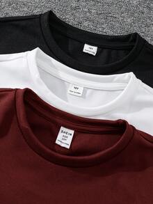 SHEIN 6件套青少年男童舒适休闲金属项链装饰圆领短袖T恤和短裤两件套，高性价比，适合户外玩耍、街头摄影、派对、居家休闲。 - 紅色 - 查看 5