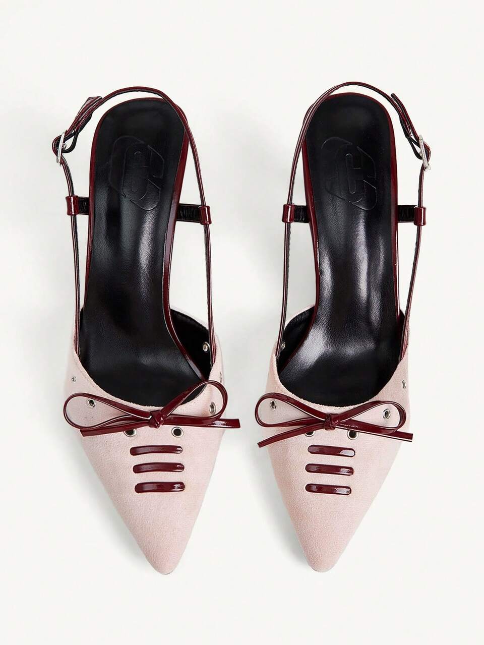 CUCCOO CHICEST Elegant Pink Color Matching Bow Pointed Back Air Heel Sandals Women's Commuting Versatile Low Vamp Shoes Fall Shoes