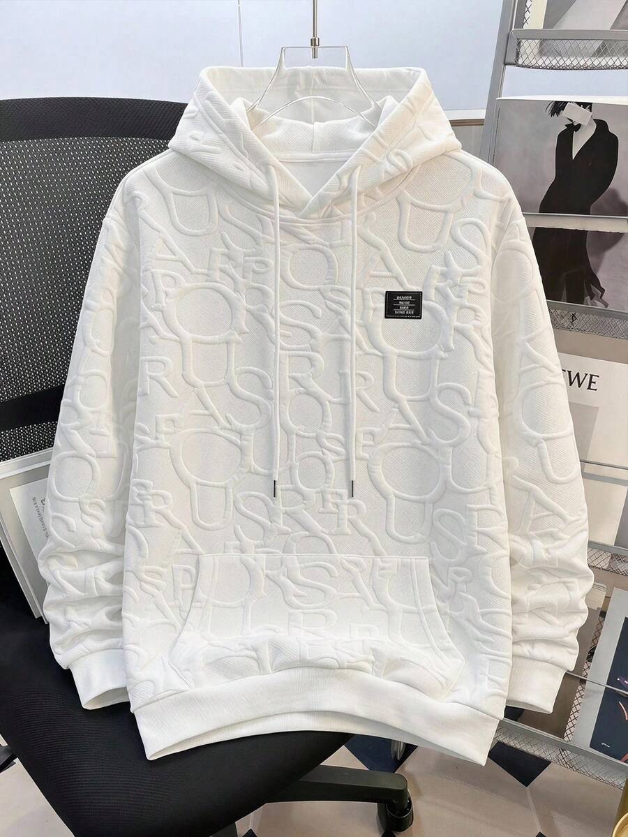 Daypath Men's Casual Streetwear Hooded Long Sleeve Sweatshirt For Daily Wear Graduation Office White Autumn - White - View 1