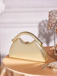SHECARRY Ladies Elegant Gold Box Handbag, Textured Dinner Bag, For Parties, Dinners, Holiday Gifts, Christmas, New Year, Weddings, Dress Matching - Gold - View 1