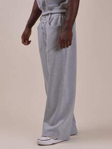 Musero Relaxed Fit Pocket Detail Joggers Front Fly With Buttons Waistabdn With Belt Loops Straight Leg Fit Spring Summer Essentials - Grey - View 3