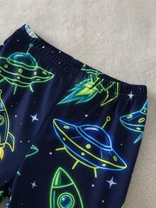 小男孩 UV 感光螢光太空宇宙印花長袖緊身睡衣套裝家居服 秋冬修身款 - 彩色 - 查看 6