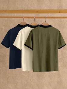 HIMLAND 3件組男士極簡冰絲觸感短袖 Polo 衫，夏季款 - 彩色 - 查看 2