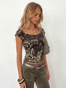 Sundraya Women's Floral Print Slim Fit Versatile Daily Wear Top - Multicolor - View 4