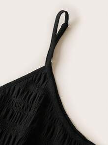 SHEIN Lady Gaun Ukuran Besar dengan Kain Bertekstur Hitam - Hitam - View 8