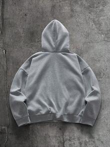 AXEPEAK 男士寬鬆舒適保暖休閒度假大學戶外時尚拼接連帽衛衣 - 淺灰色 - 查看 2
