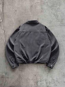 AXEPEAK Men's Washed Premium Grey Zip-Up Jacket - Grey - View 2
