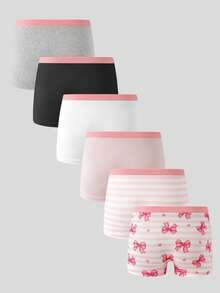 SHEIN 6条/套 女童舒适蝴蝶印花三角内裤 - 彩色 - 查看 3