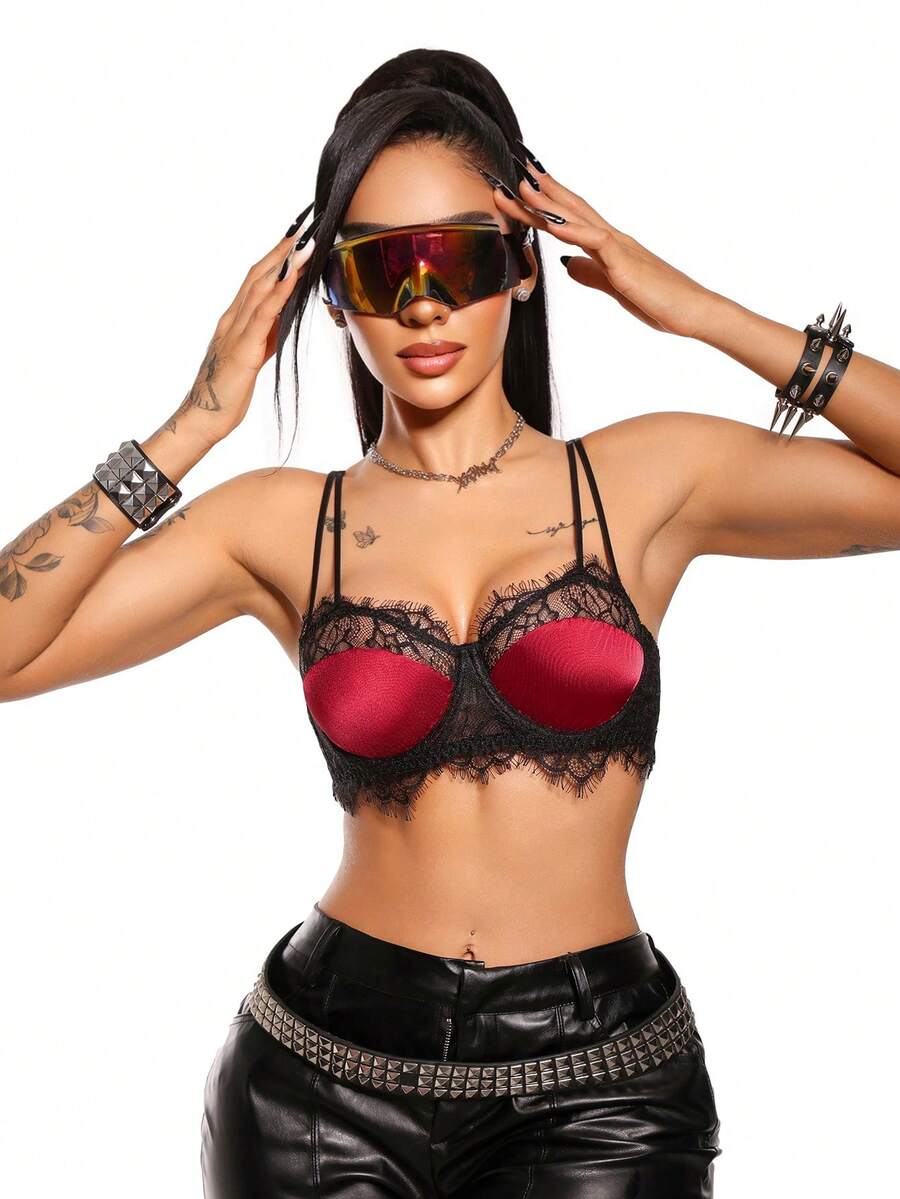 AltBold 1 buah Bra Patchwork Renda Seksi Wanita - MultiWarna - View 1
