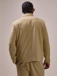Musero Set In Sleeve Blazer With Stand Collar Center Front Zip Buttoned Cuffs - Khaki - View 4