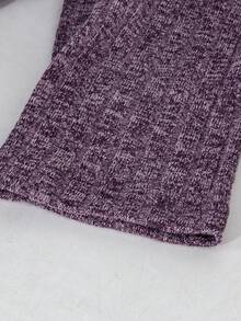 SHEIN Purple Autumn And Winter Long-Sleeve Maternity Dress With Large Size, Front Button, Breastfeeding, High Waist, Slimming, Knitted Knit Fabric Fall - Purple - View 4
