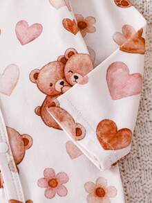 2 Potong Baju Terusan Bayi Rajut Lembut Lengan Panjang Model Musim Gugur/Dingin dengan Motif Beruang Lucu di Seluruh Permukaan, Hadiah Terbaik untuk Bayi Baru Lahir - MultiWarna - View 6