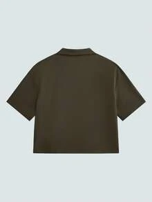 Modcrash Men's New 2-Piece Set, Minimalist Zipper Short Sleeve Top And Long Pants, Street Style Cool Casual Outdoor Daily Wear, Short Shirt And Long Pants, Plus Size - Army Green - View 8