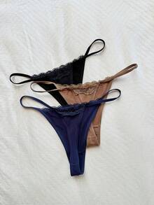 Napfluff 3pcs Multi-Color Women's Thong Panties - Multicolor - View 2