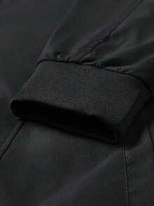 Manfinity Homme Men's Solid Color Zip-Up Casual Versatile Daily Travel Long Sleeve Jacket - Black - View 6