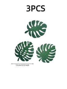 Haus Hana 3/4pcs Wooden Monstera Leaf Coaster Set, Green Or Brown Tropical Cup Mats, Rustic Botanical Drink Coasters For Coffee, Tea, Dining Table, Kitchen, Cafe, Home Decor And Housewarming Gift - Multicolor - View 10