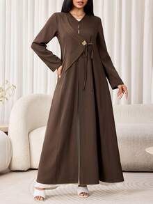 Veilorie Women's Elegant Commute Arabic Abaya - Brown - View 5